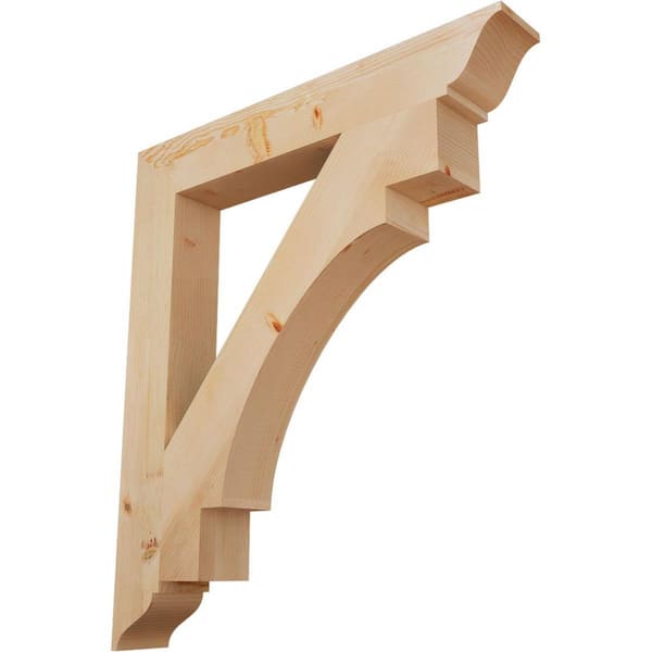 Ekena Millwork 5.5 in. x 48 in. x 42 in. Douglas Fir Merced Traditional Smooth Bracket