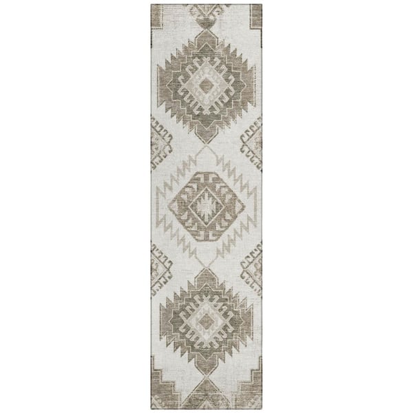 Chantille Machine Washable Indoor/Outdoor Abstract ACN3011 Ivory 2 ft. x 7 ft. Runner Rug