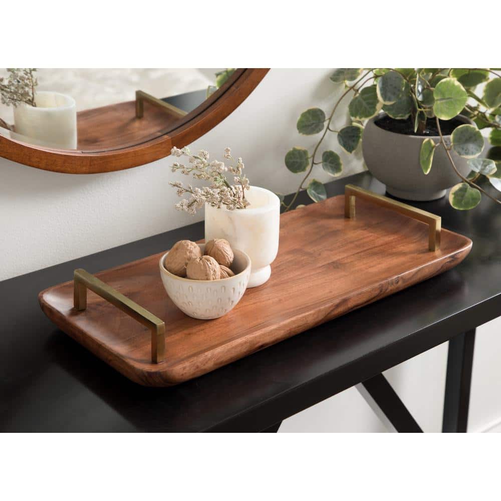 Kate and Laurel Cantwell Walnut Brown Decorative Tray 219234 - The