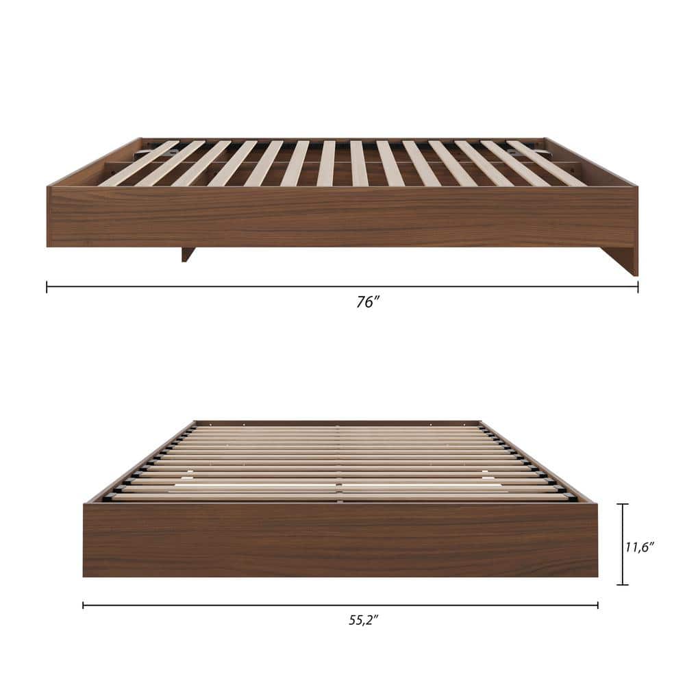 AeroFloat Full/Double Walnut Laminate Upholstered Platform Bed