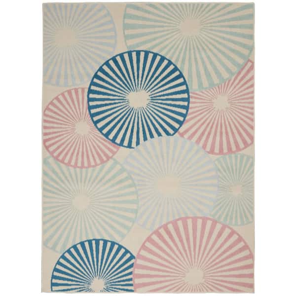 Nourison Grafix Ivory/Multicolor 4 ft. x 6 ft. Geometric Contemporary Area Rug