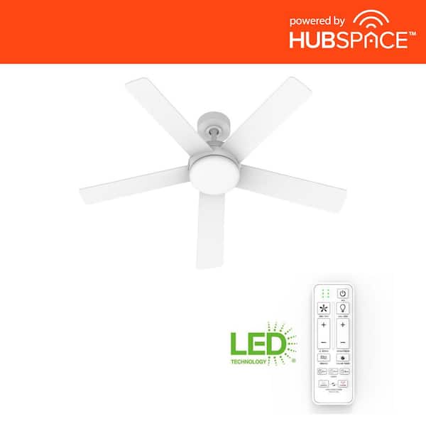 Home Decorators Collection Carley 52 in. Integrated LED Indoor White Smart Ceiling Fan with Remote Control and CCT Powered by Hubspace