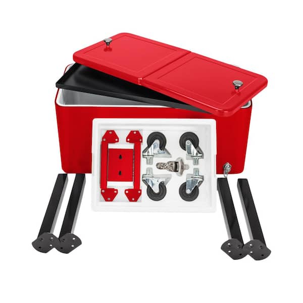 Karl home 80 qt. Red Rolling Beverage Jug Cooler 566264830215