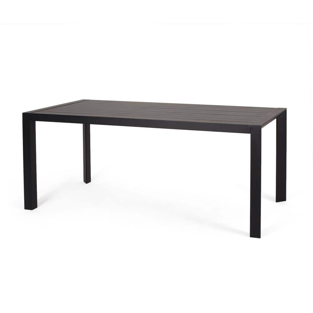 Black Aluminum Rectangular Outdoor Dining Table, 70"