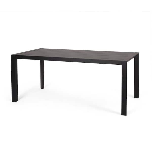 Noble House Combes Black Aluminum Outdoor Dining Table 109492 - The ...