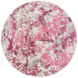 Skyler Pink/Ivory 7 ft. x 7 ft. Round Abstract Area Rug