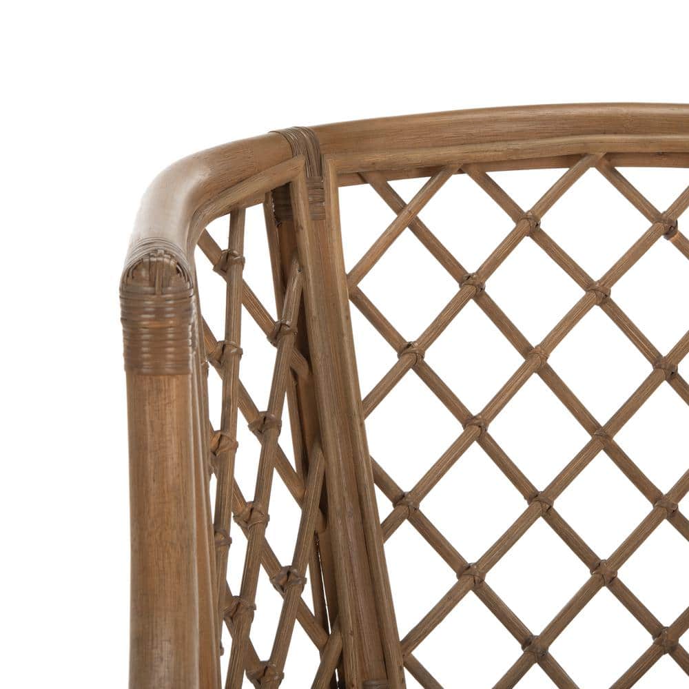 Monaco Coastal Chic Brown Rattan Arm Chair with White Cotton Cushion