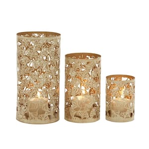 Gold Metal Eclectic Candle Lantern (Set of 3)