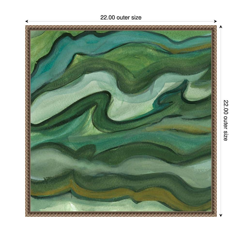 Sea Kelp II Abstract Green Canvas Print with Bronze Frame