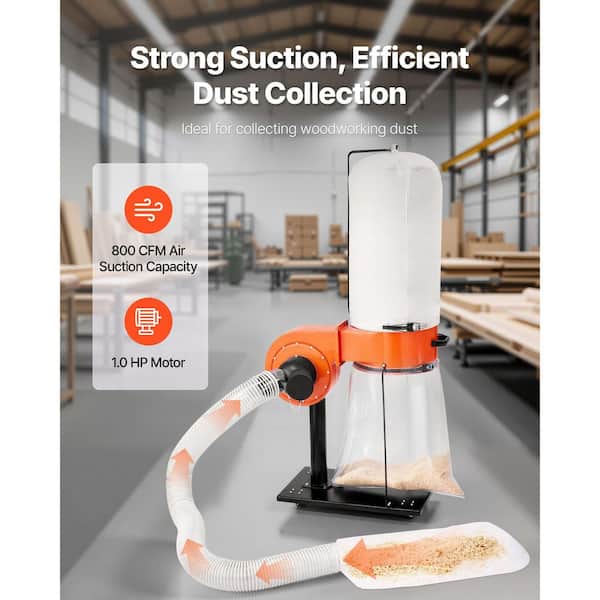 SKYSHALO 800 CFM Dust Collector, 2.5 Micron Vortex Cone Dust