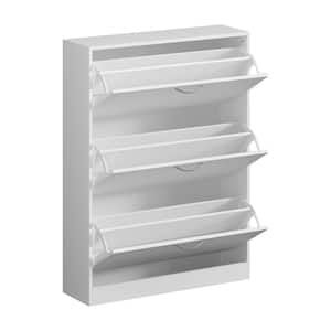 White Wooden Shoe Storage Bench, Simple and Fashion Shoes Cabinet, 42.6 in. H x 31.6 in. W x 9.3 in. D
