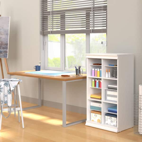 21.39 in. W White Modular Storage Stackable Wood Closet System 12-Shelf Unit with Dividers