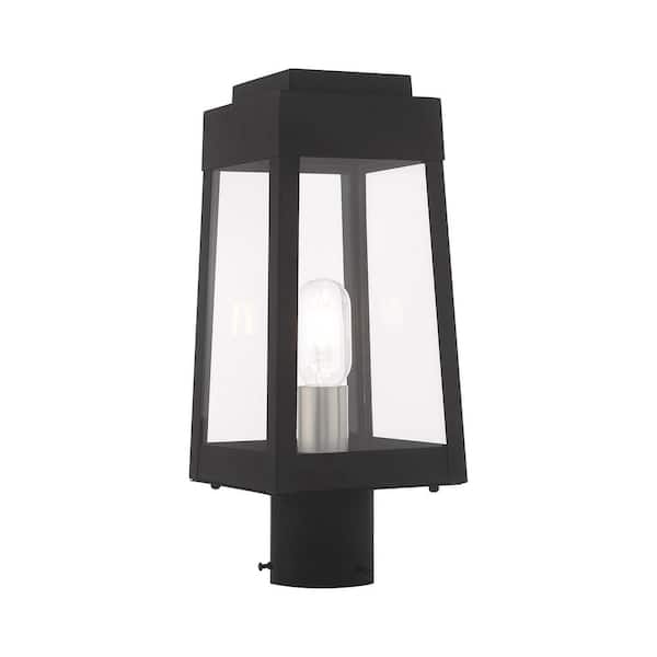 Vaughn 15 in. 1-Light Black Cast Brass HardwiredOutdoor Rust Resistant Post Light with No Bulbs Included