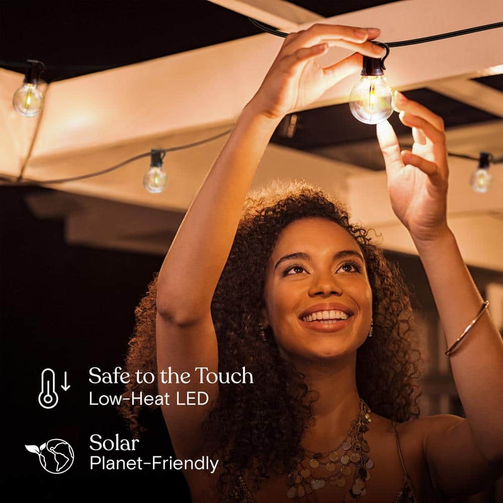 27 Ft Warm White Solar Powered LED Globe String Lights