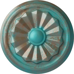 7-7/8 in. x 1-1/8 in. Olivia Urethane Ceiling Medallion (Fits Canopies upto 2-1/8 in.), Hand-Painted Copper Green Patina