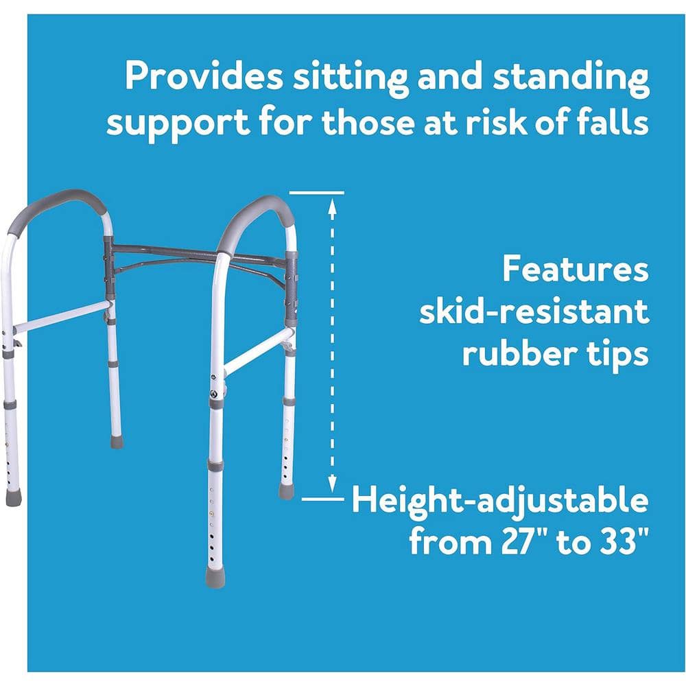 Carex Adjustable White and Gray Metal Toilet Safety Rail