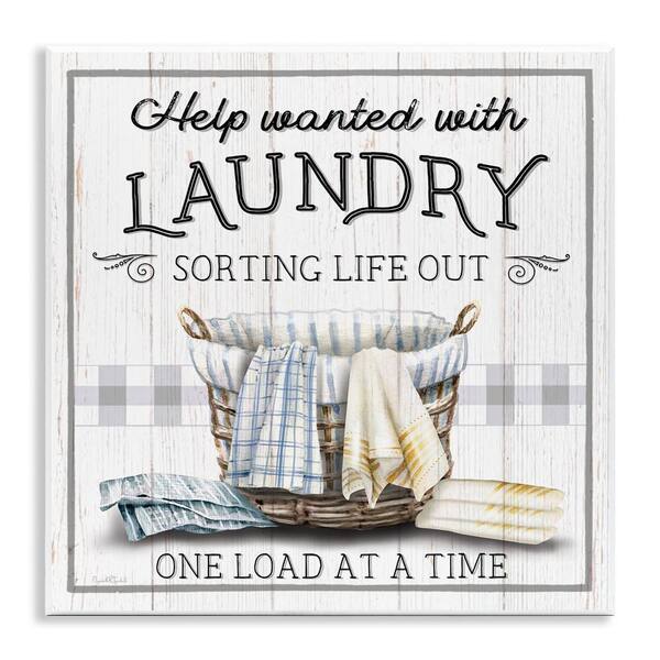 Help Wanted Laundry Basket by Elizabeth Tyndall 1 Piece Unframed Typography Graphic Art Print 12 in. x 12 in.