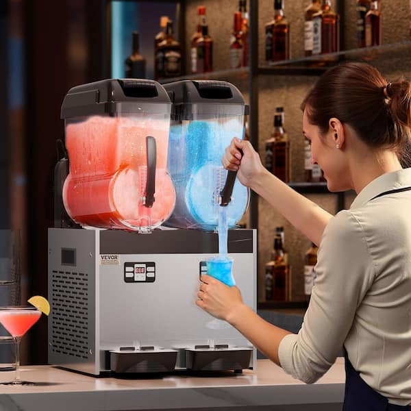 Commercial Slushy Machine, 811 oz. in Black 12 L x 2 Double Tank Frozen Drink Machine, 96 Cups Snow Cone Machine
