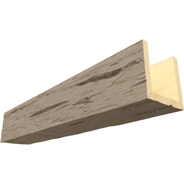 Ekena Millwork Endurathane 6 in. H x 4 in. W x 12 ft. L Hand Hewn Champagne Mist Faux Wood Beam