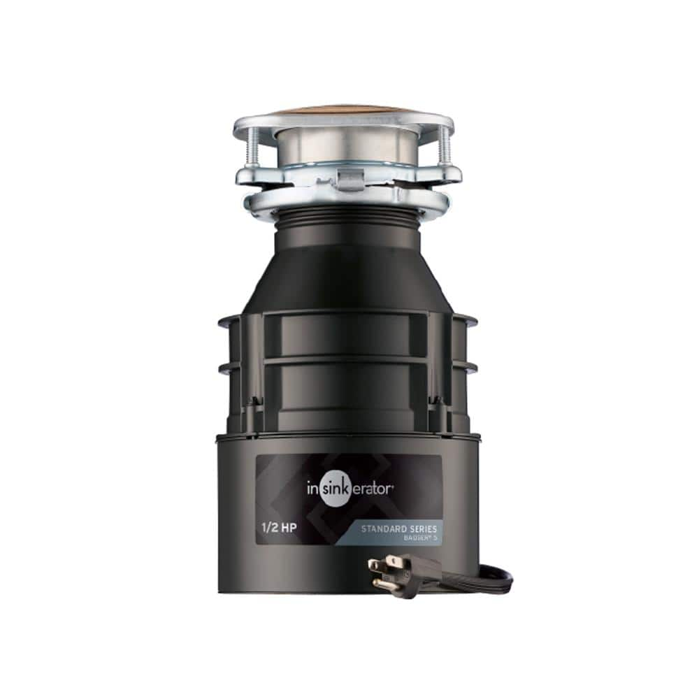 InSinkerator - Badger 5 Lift and Latch Standard Series 1/2 HP Continuous Feed Garbage Disposal with Power Cord - Gray