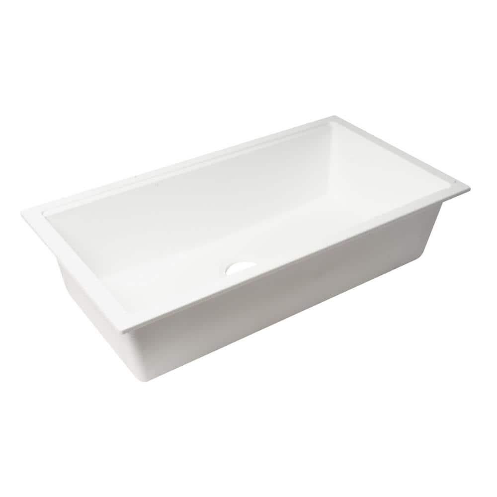 White Granite Composite Rectangular Undermount Single Bowl Kitchen Sink