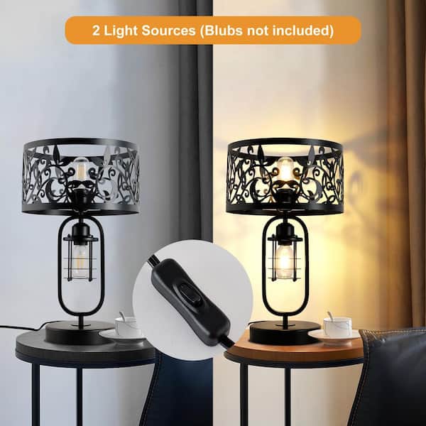 Genoci 11.81 in. 2 Light Black Modern Standard Table Lamp with
