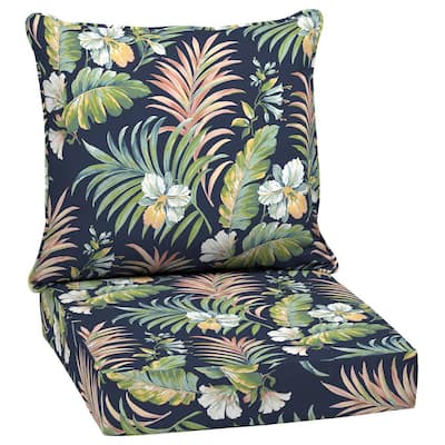 Hampton Bay 21.5 in. x 24 in. Palladium Tropical Outdoor High Back Dining Chair  Cushion TP01216B-9D6 - The Home Depot