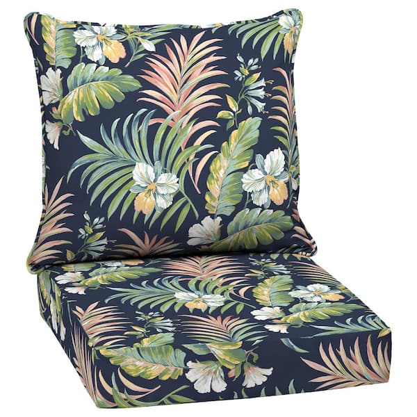 ARDEN SELECTIONS 24 in. x 24 in. Simone Blue Tropical Outdoor 2-Piece Deep Seating Lounge Chair Cushion
