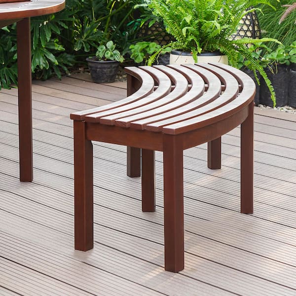 Cambridge Casual Dallas Brown Wood Curved Outdoor Backless Bench