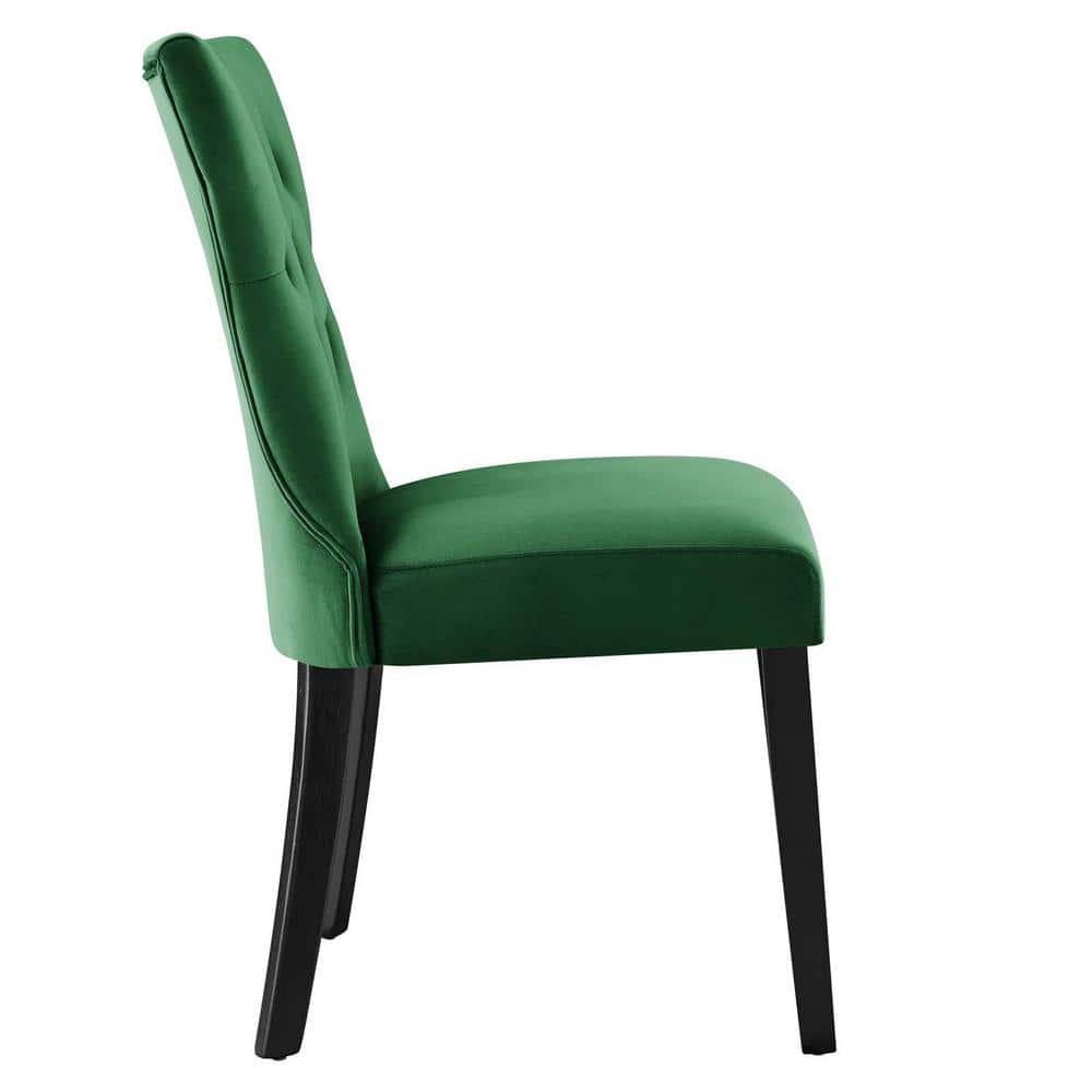 Elegant Emerald Velvet Upholstered Dining Chair with Hardwood Legs