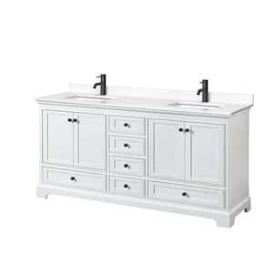 Deborah 72 in. W x 22 in. D x 35 in. H Double Bath Vanity in White with White Cultured Marble Top