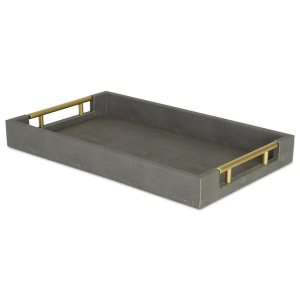 Gray Rectangle Wood 15.75 in. Decorative Serving Tray