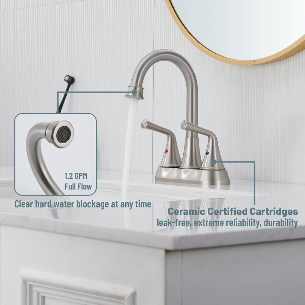 Brushed Nickel Dual Handle Bathroom Sink Faucet with Drain Kit