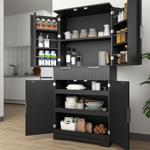 ANTFURN Matte Black Pantry Organizer with Adjustable Shelves;Removable Shelves
