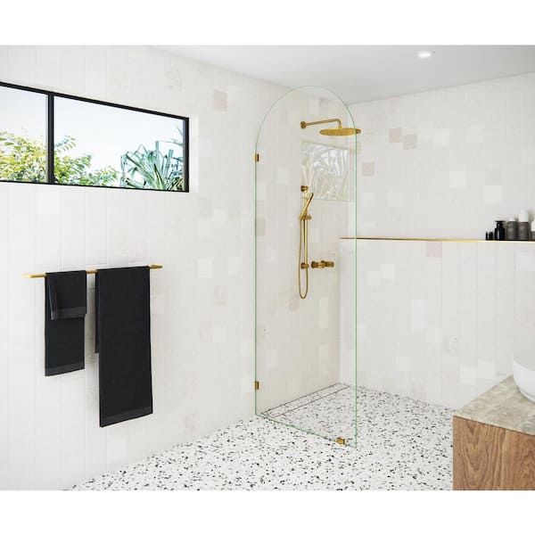 Glass Warehouse 32 in. x 86.75 in. Frameless Shower Door - Arched Single Fixed Panel