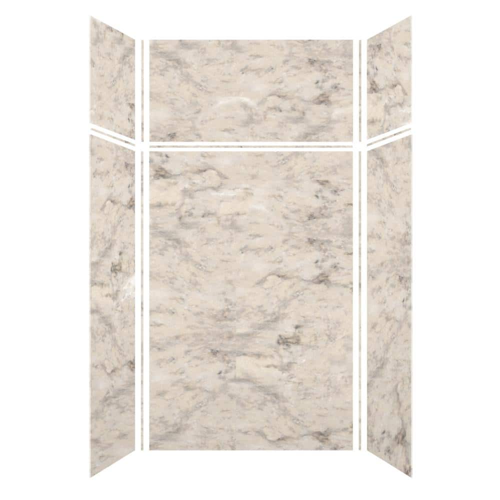 Saramar 48 in. W x 96 in. H x 36 in. D 6-Piece Glue to Wall Alcove Shower Wall Kit with Extension in Sand Creme Velvet price history on PriceWatchPro