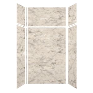 Saramar 48 in. W x 96 in. H x 36 in. D 6-Piece Glue to Wall Alcove Shower Wall Kit with Extension in Sand Creme Velvet
