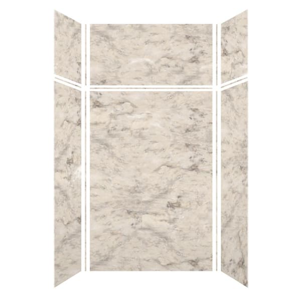 Transolid Saramar 48 in. W x 96 in. H x 36 in. D 6-Piece Glue to Wall Alcove Shower Wall Kit with Extension in Sand Creme Velvet