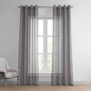 Gravel Grey Solid Grommet Sheer Curtain - 50 in. W x 120 in. L (1 Panel)