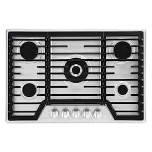 30 in. Built-In Gas Cooktop in Stainless Steel with 5 Burners Gas Stove Including A 18000 BTU Power Burner
