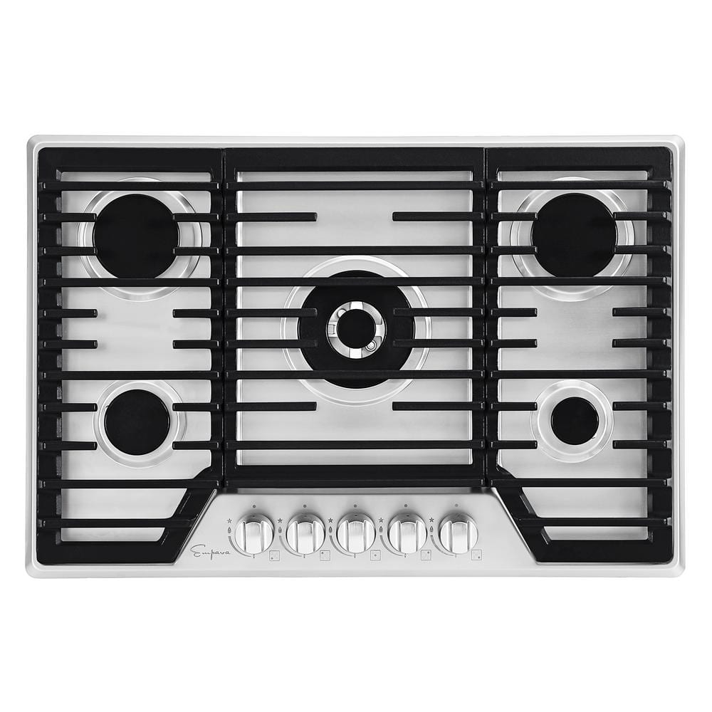 Empava Pro-Style 30 in. Built-In Gas Cooktop in Stainless Steel with 5-Burners Including a 18000 BTUs Power Burner, SS-30GC37