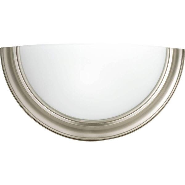 Progress Lighting Eclipse 1-Light Brushed Nickel Fluorescent Wall Sconce with Satin White Glass