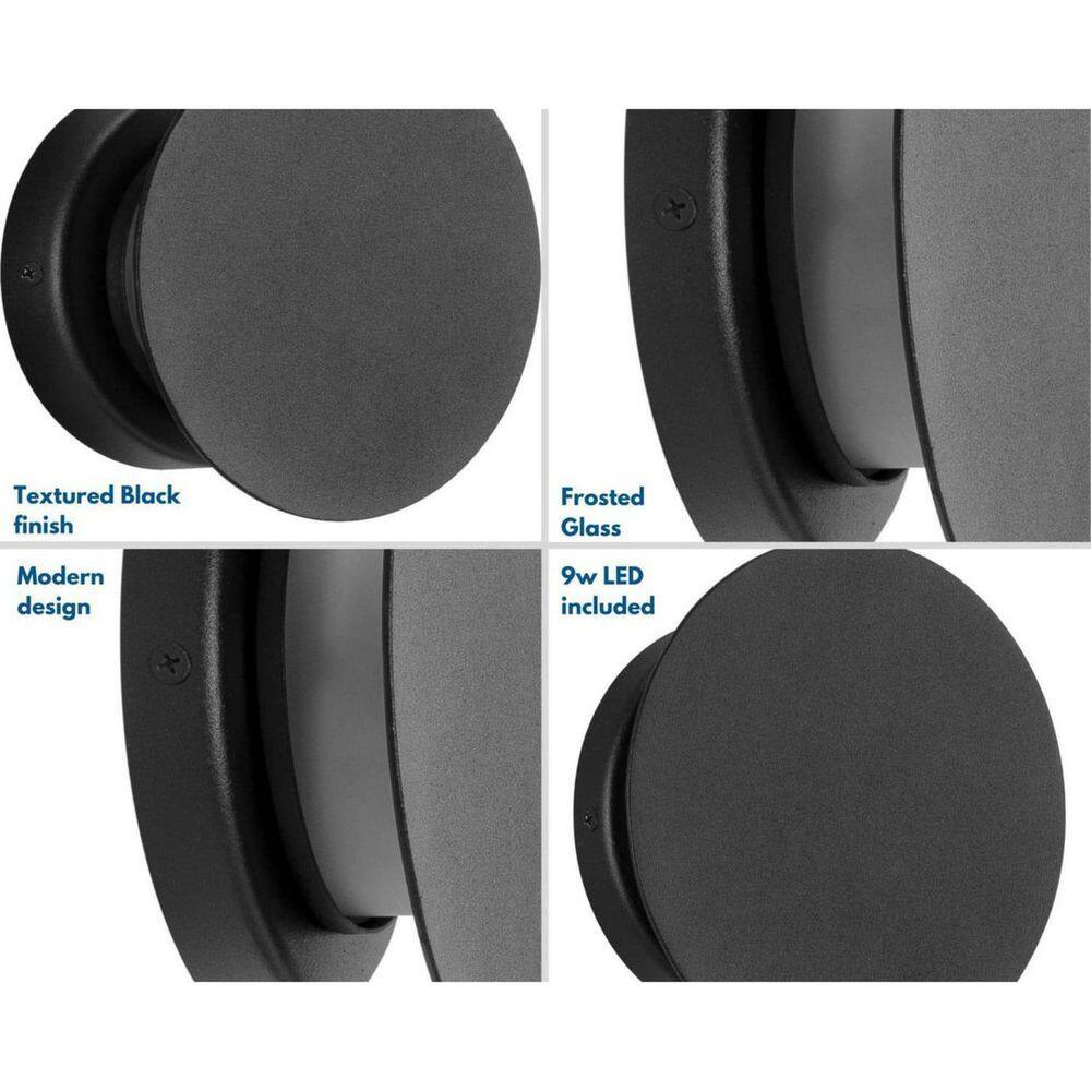 Z-2020 Textured Black LED Outdoor Wall Light with Satin White Shade