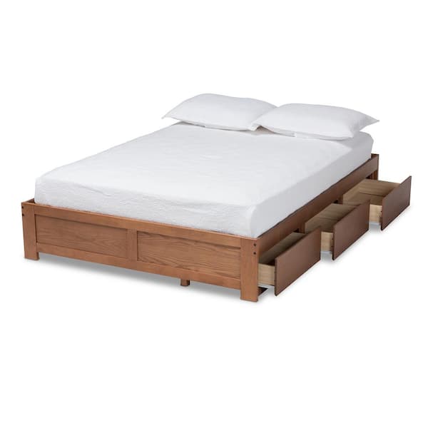 Baxton Studio Wren Walnut Queen Platform Storage Bed Frame 158