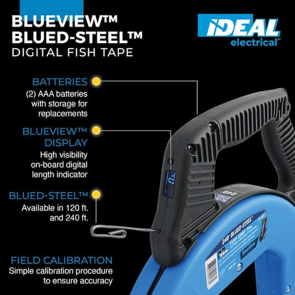240 ft. Blued-Steel Fish Tape w/BlueView Display