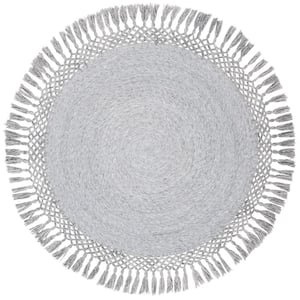 Sahara Silver 3 ft. x 3 ft. Round Solid Area Rug