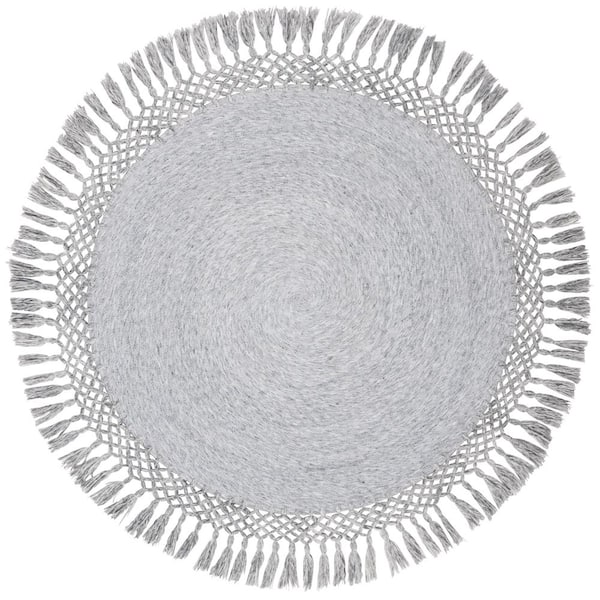 SAFAVIEH Sahara Silver Doormat 3 ft. x 3 ft. Round Solid Area Rug