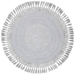 Sahara Silver 4 ft. x 4 ft. Round Solid Area Rug