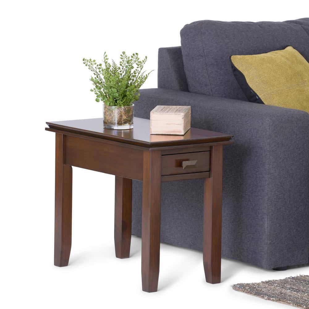 Artisan Russet Brown Wood Narrow End Table with Drawer