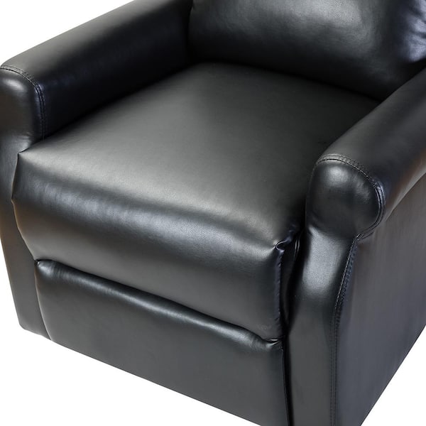 JAYDEN CREATION Joseph Black Genuine Leather Swivel Rocking Manual Recliner  with Straight Tufted Back Cushion and Curved Mood Arms RCCZ0827-BLK - The  Home Depot